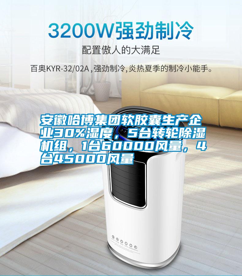 安徽哈博集團軟膠囊生產(chǎn)企業(yè)30%濕度，5臺轉(zhuǎn)輪除濕機組，1臺60000風(fēng)量，4臺45000風(fēng)量